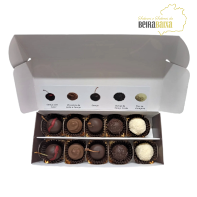 Bombons Artesanais de Chocolate e Cereja do Fundão Caixa de 10 bombons