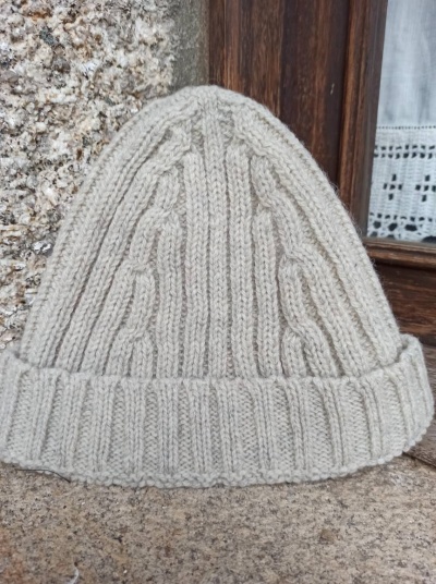 Gorro 100% lã de ovelha em malha canelada - Pérola