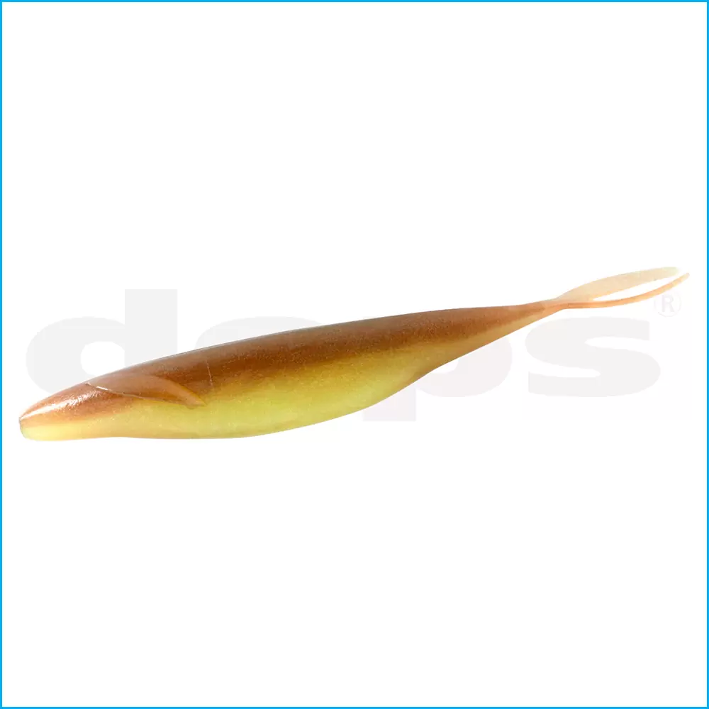 Amostra Deps Sakamata Shad 6" Isca de pesca artificial em forma de peixe castanho e amarelo