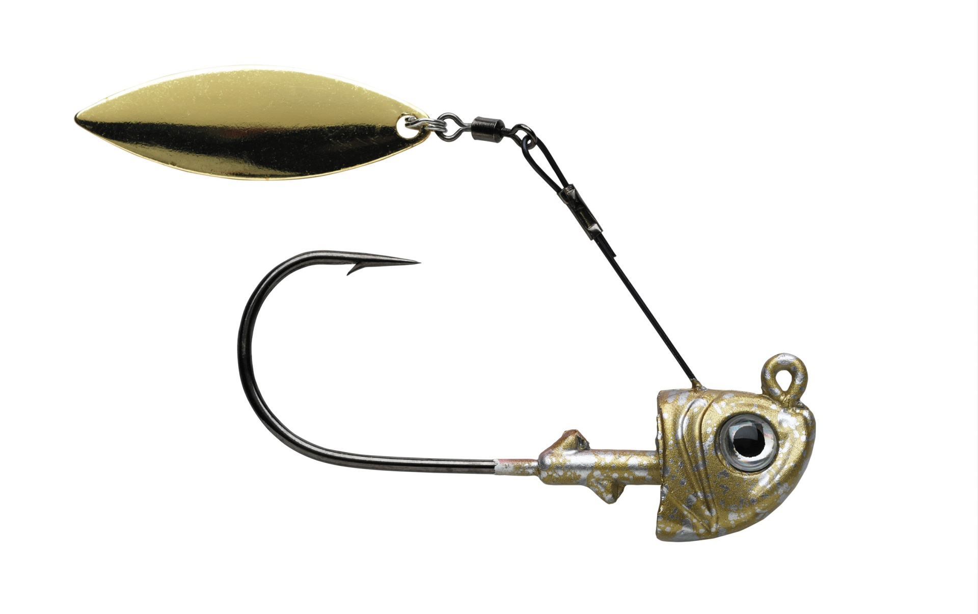 1st Gen Fishing Top Spin Isca de pesca metálica com anzol e lâmina dourados