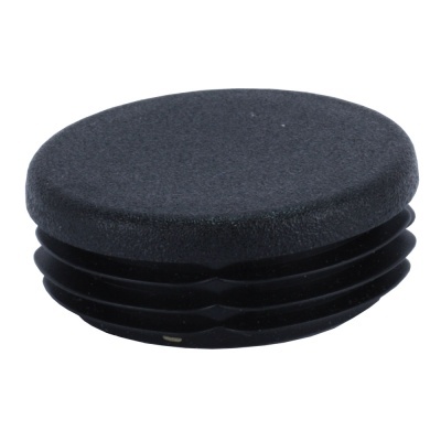Tampão redondo preto em plástico