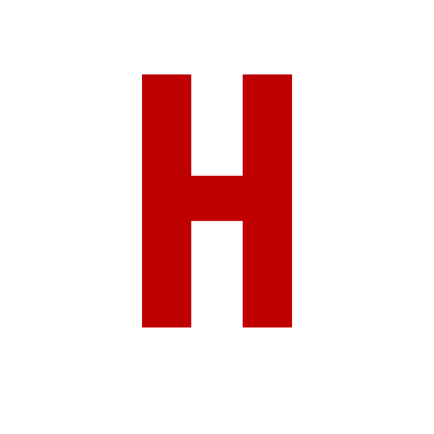 Letra H vermelha num fundo branco