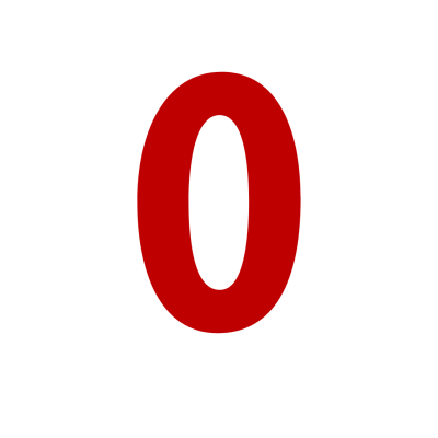 Número zero vermelho isolado