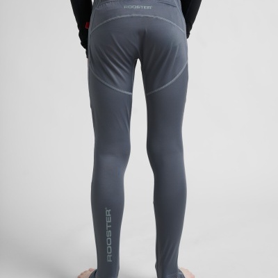 Calças justas cinza escuras para desporto com suporte para o pé e logótipo ROOSTER
