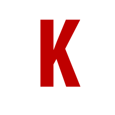 Letra K vermelha em fundo branco