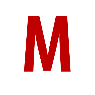 Letra M vermelha em fundo branco