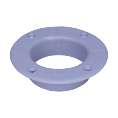 Flange redonda cinzenta com quatro furos e marca OPTIMAX