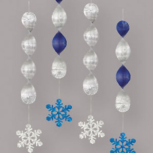 4 Decorações Pendentes 18'' Floco de Neve Foil