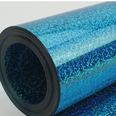 Rolo de papel autocolante azul holográfico brilhante