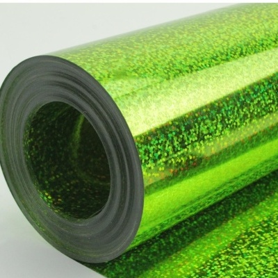Rolo de vinil autocolante verde metalizado com textura holográfica