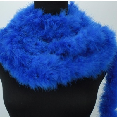 Cachecol de plumas azuis em busto preto