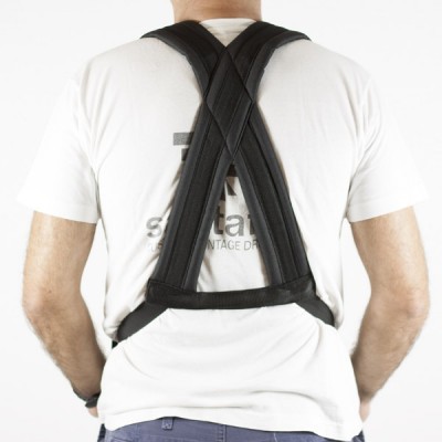 Colete preto com tiras cruzadas nas costas