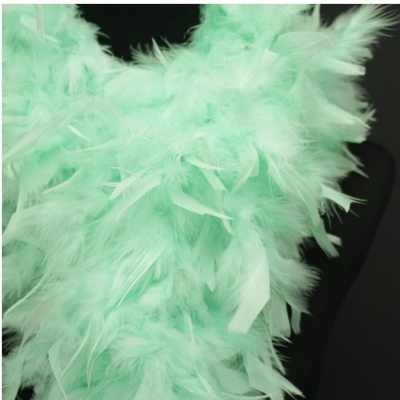 Lenço de penas verde claro macio sobre fundo escuro