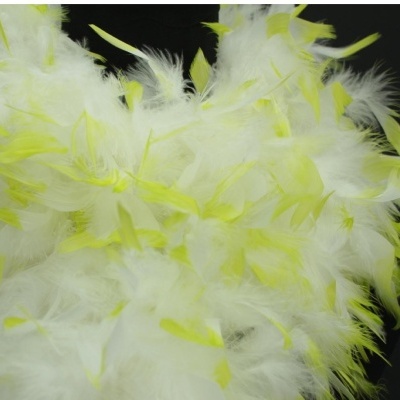 Penas brancas e amarelas sobre um fundo preto