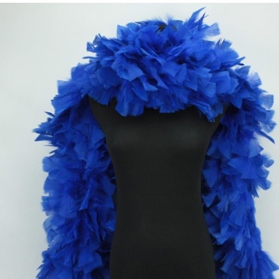 Xale de penas azul num manequim preto