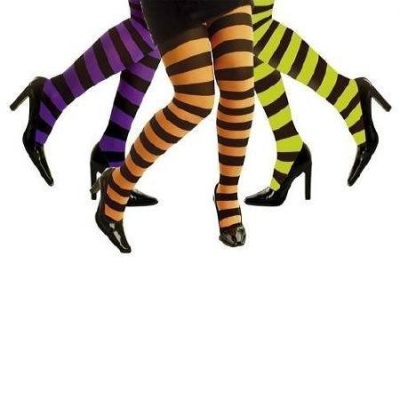 Meia-calça listrada em cores fluorescentes