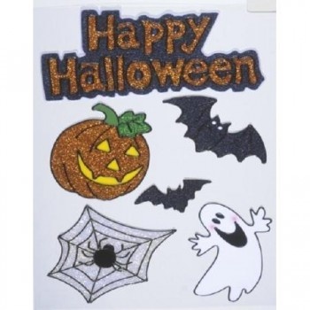 Autocolantes decorativos de Halloween com abóbora, morcegos, teia de aranha e fantasma.