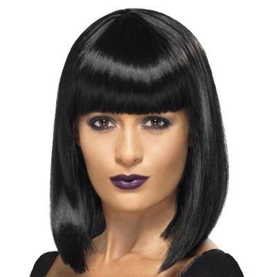 Peruca preta com franja
