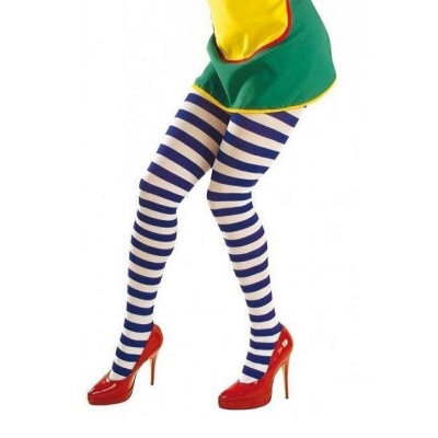 Meias altas listradas em branco e azul