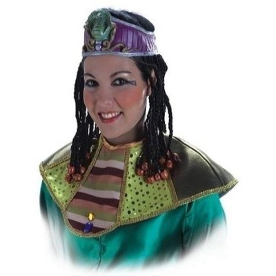 Peruca princesa egípcia com coroa adornada com cobra