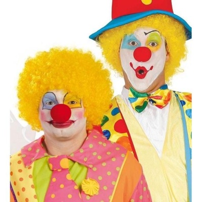 Peruca de palhaço amarela encaracolada