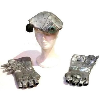 Capacete e luvas de látex