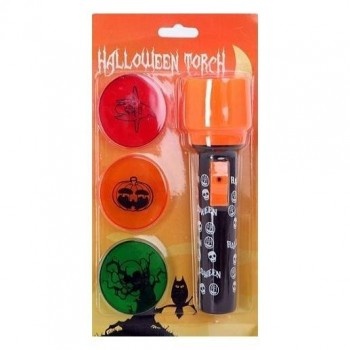 Conjunto Halloween Torch com lanterna preta e lentes coloridas decorativas para Halloween