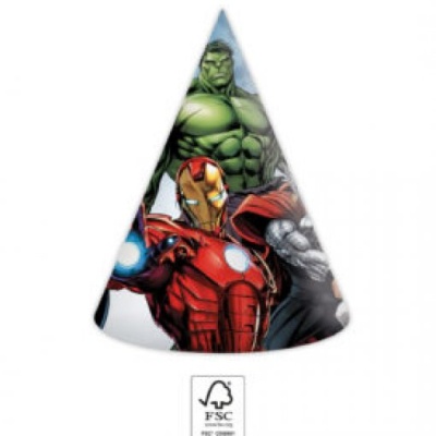 Cone de festa com personagens Hulk e Homem de Ferro