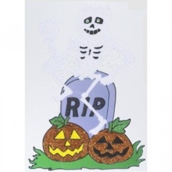 Design de esqueleto, lápide RIP e abóboras de Halloween