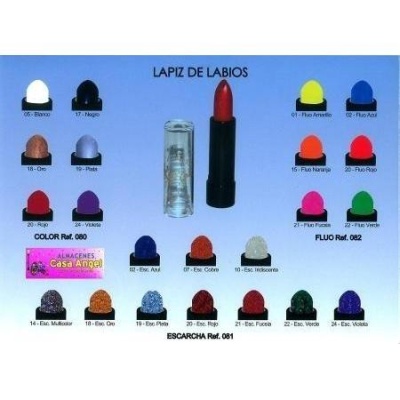 Lápis de lábios coloridos com referências e-amostras em fundo azul