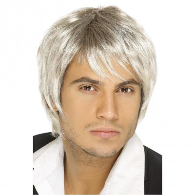 Peruca branca cinza estilo pop