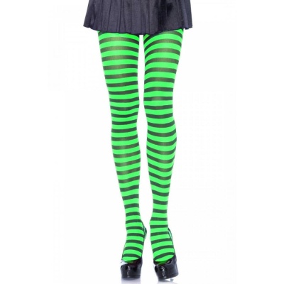 Meias listradas em verde com listras pretas