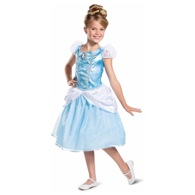 Vestido de princesa azul claro e branco para criança