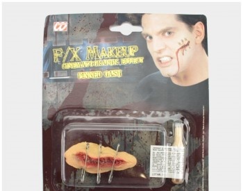 Conjunto de maquiagem FX com ferida aberta falsa em blister