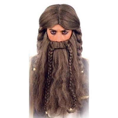 Peruca bárbara e barba com tranças