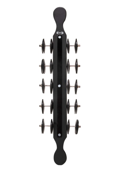 Suporte de parede para barbatanas de surf com roldanas em madeira preta