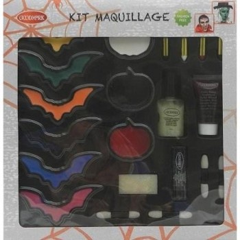 Kit de maquilhagem Halloween com varias tintas coloridas e acessórios