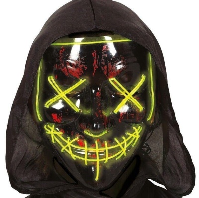 Máscara com luzes LED amarelo neon