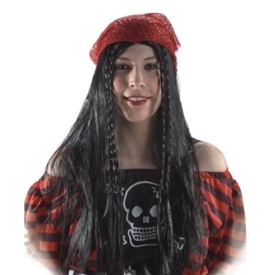 Lenço pirata vermelho com tranças