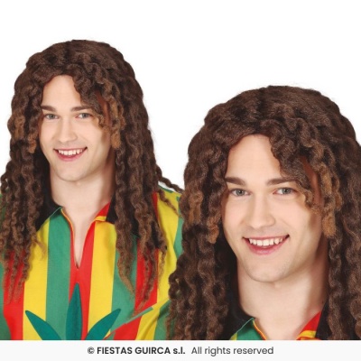 Peruca Rastafari castanha em "cachos"