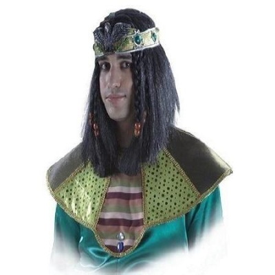 Peruca faraó lisa com duas tranças