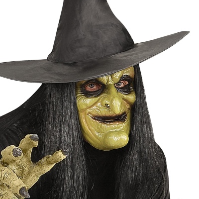 Máscara de bruxa verde em látex infantil
