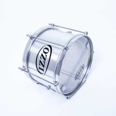 Tambor metálico prateado pequeno com logótipo IZZO