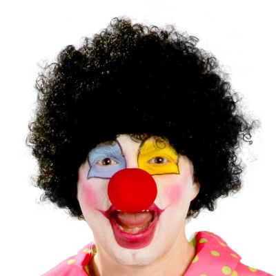 Peruca de palhaço preta encaracolada