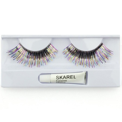 Pestanas artificiais coloridas em embalagem branca com tubo SKAREL