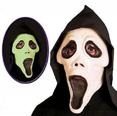 Máscara fantasma flurescente com capuz