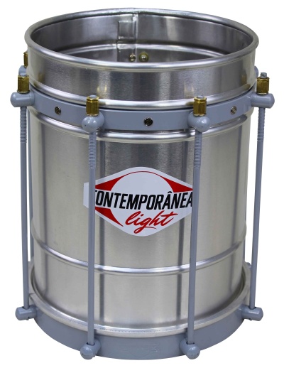Tambor metálico Contemporânea Light com estrutura de ferro cinzento e parafusos dourados