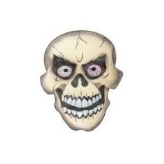 Máscara de caveira com dentes brancos e olhos com contorno preto