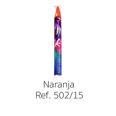 Marcador laranja com corpo decorado e texto 'NARANJA MARQUEUR UV' e referência 502/15