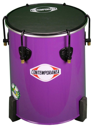 Tambor roxo CONTEMPORÂNEA com pele preta e suportes pretos